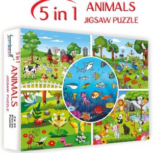 gurukanth 5 In 1 Animal World Jigsaw Puzzle Set-35 Pieces Each  (5 Pieces)