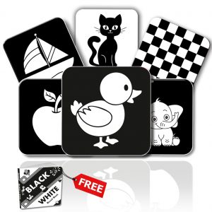 Premium High Contrast Flash Cards for New Born Children - Black & White | 30 Objects | Age Group: 0-1 Year | Free High Contrast Board Book