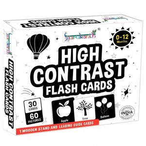 Gurukanth® Premium Flash Cards for Kids Early Learning | Easy & Fun Way of Learning 1 Year to 6 Years Babies Smart Toys (High Contrast Cards with Stand)