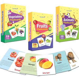 Gurukanth® Premium Flash Cards for Kids Early Learning | Easy & Fun Way of Learning 1 Year to 6 Years Babies Smart Toys (Set of 3 - Fruits, Vegetables, Animals)