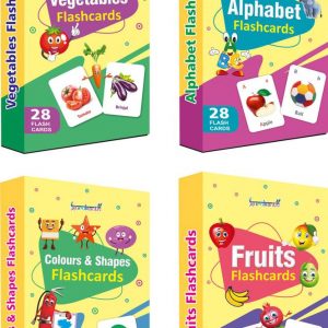 Gurukanth Alphabets, Fruits, Vegetables & Colors Flash Cards Combo Pack – 112 Cards for Kids (Multicolor)