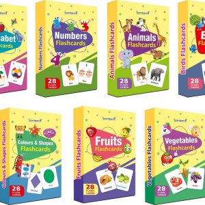 Gurukanth Flash Cards Combo Pack – Alphabets, Numbers, Animals, Birds, Colors & Shapes, Fruits & Vegetables – Set of 7 Boxes with 196 Flash Cards for Kids (Ages 2–8, Multicolor)