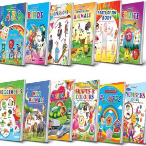 Gurukanth Early Learning Picture Book Set (12 Plastic-Coated Books) – ABCD, Numbers, Shapes, Animals, Fruits & More